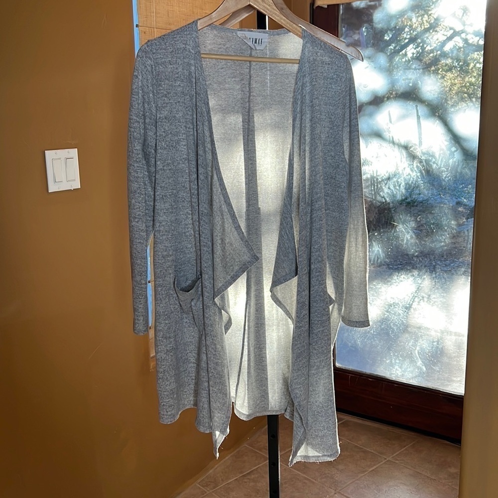 Milkyway Gray Space Dye Waterfall Cardigan Drape Open Front USA Size Large - Picture 2 of 6